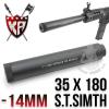 S.T Smith Silencer 35 x 180 mmThe silencer will fit anti-clockwise thread 
outer barrel.
CNC 淮...